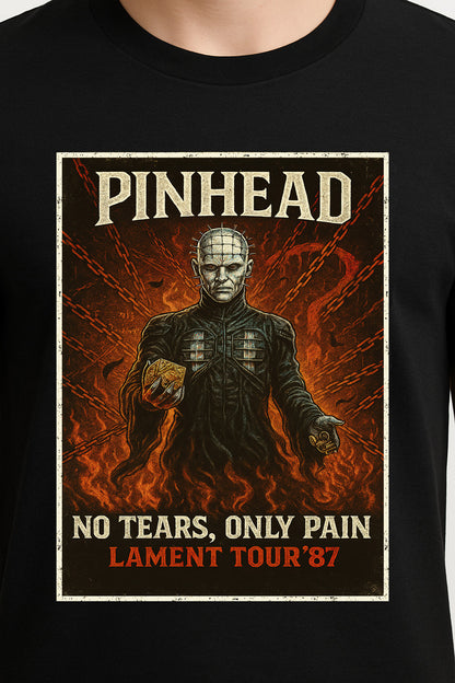 Pinhead “No Tears, Only Pain” Tour Graphic Tee – Classic Hellraiser Horror T-Shirt