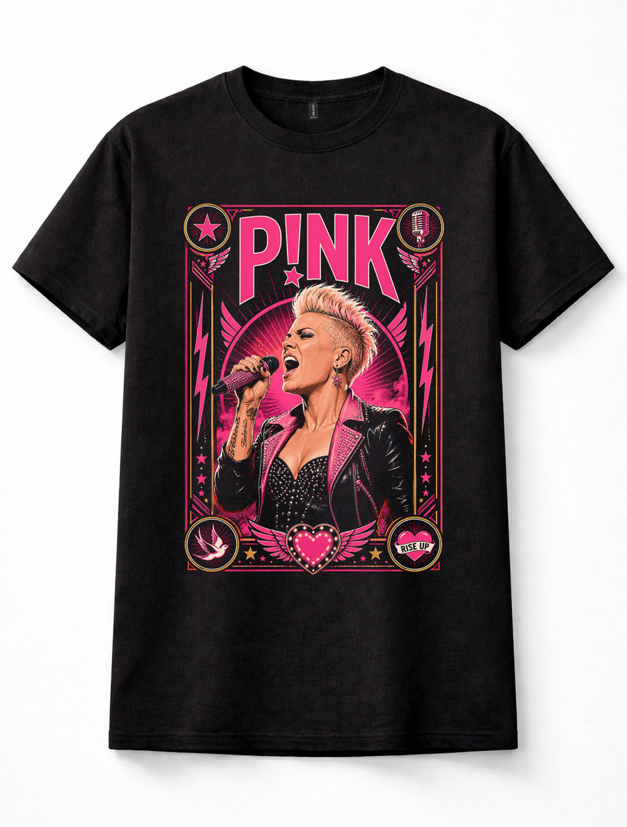 Pink Alecia Moore Rock Pop Singer Music Concert Graphic Black Unisex T-Shirt