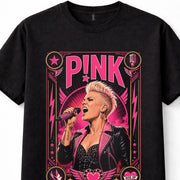 Pink Alecia Moore Rock Pop Singer Music Concert Graphic Black Unisex T-Shirt