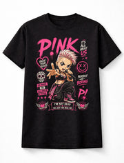 Pink Raise Your Glass So What Graphic T-Shirt Pop Rock Music Singer Fan Tee Punk Style Lyrics Shirt Adult & Kids Unisex T-Shirt