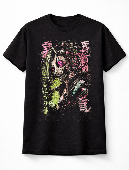 Oni Demon Japanese Cyberpunk Y2K Retro Techwear Manga Anime Adults & Kids Unisex T-Shirt