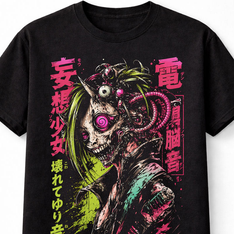 Cyberpunk Zombie Girl Anime Horror Manga Graphic Unisex T-Shirt