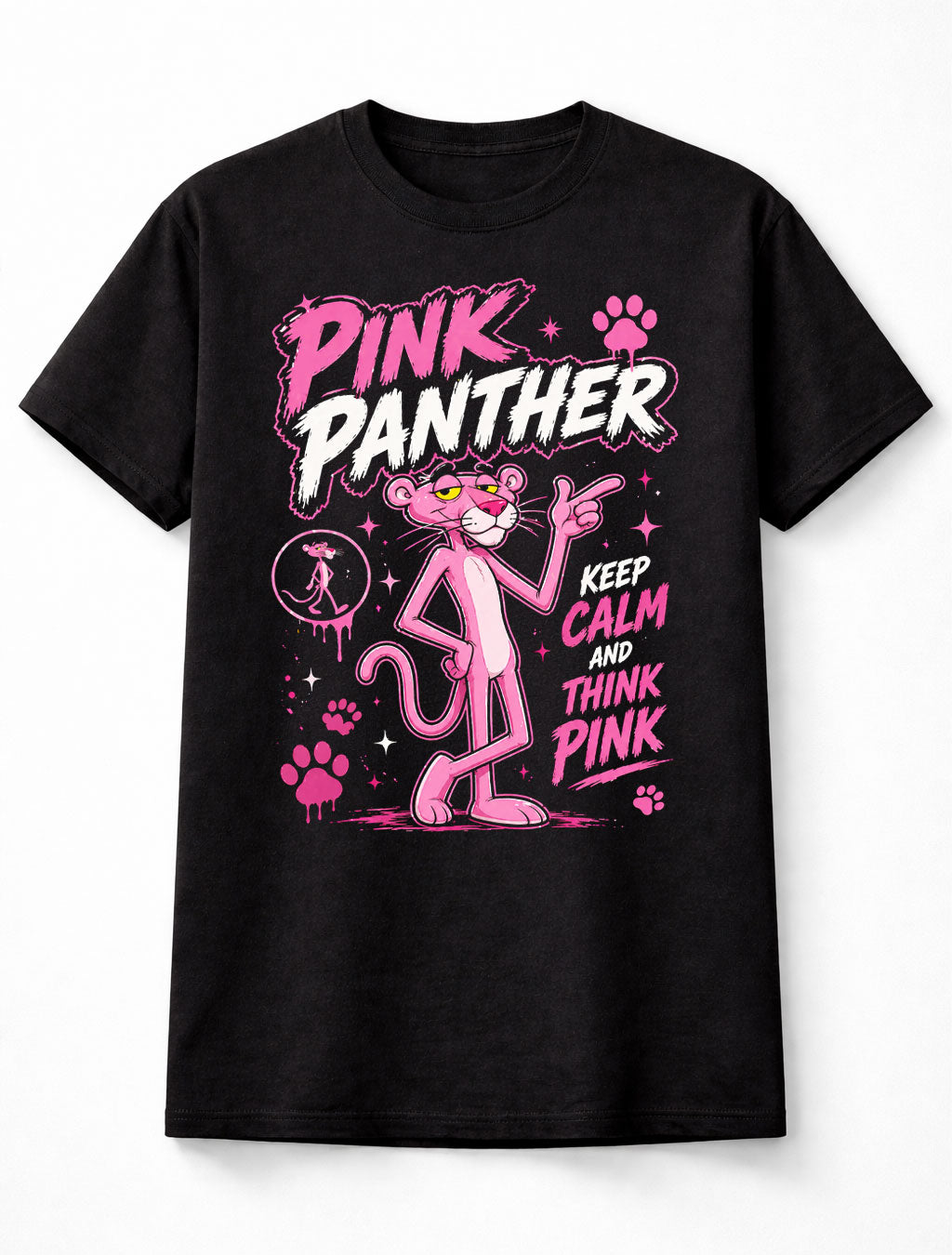 Pink Panther Keep Calm Think Pink Cartoon Classic Unisex T-Shirt