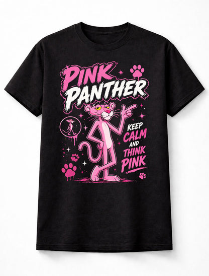 Pink Panther Keep Calm Think Pink Cartoon Classic Unisex T-Shirt