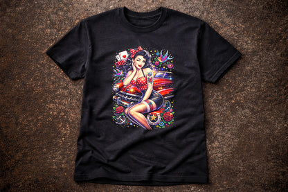 Vintage Pin Up Rockabilly Art Psychedelic Trippy Gothic Unisex Graphic T-Shirt