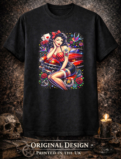 Vintage Pin Up Rockabilly Art Psychedelic Trippy Gothic Unisex Graphic T-Shirt