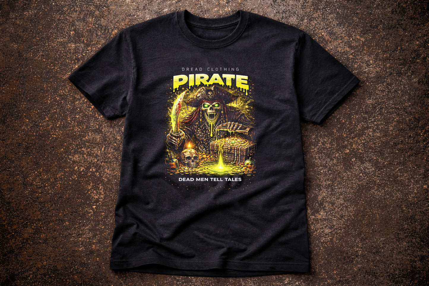 Pirate Dead Men Tell Tales Unisex Toxic Gothic Undead Horror Graphic T-Shirt