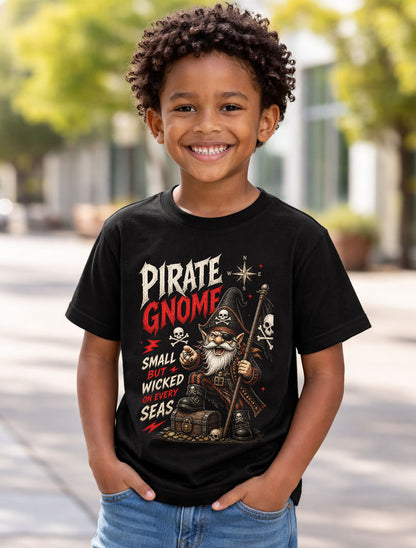 Pirate Gnome Skull Treasure Funny Sea Adventure Graphic Unisex T-Shirt