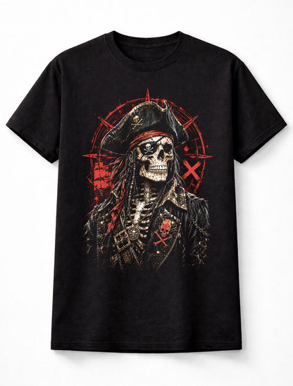 Skeleton Pirate Skull Buccaneer Jolly Roger Gothic Nautical Unisex T-Shirt