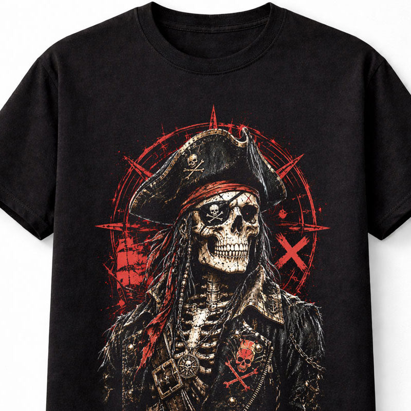 Skeleton Pirate Skull Buccaneer Jolly Roger Gothic Nautical Unisex T-Shirt