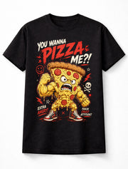 Pizza Slice Funny Punny Angry Pizza Slice Cartoon Food Graphic Unisex T-Shirt
