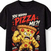 Pizza Slice Funny Punny Angry Pizza Slice Cartoon Food Graphic Unisex T-Shirt