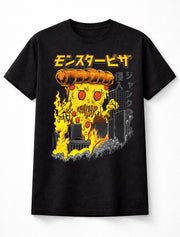 Funny Pizza Monster Kaiju Japanese Graphic Food Horror Unisex T-Shirt