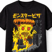 Funny Pizza Monster Kaiju Japanese Graphic Food Horror Unisex T-Shirt