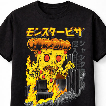 Funny Pizza Monster Kaiju Japanese Graphic Food Horror Unisex T-Shirt