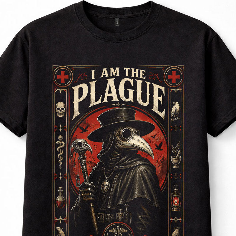 Plague Doctor Black Death Medieval Gothic Horror Raven Skull Black Unisex T-Shirt
