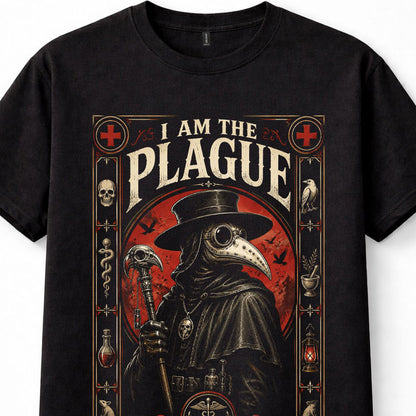 Plague Doctor Black Death Medieval Gothic Horror Raven Skull Black Unisex T-Shirt