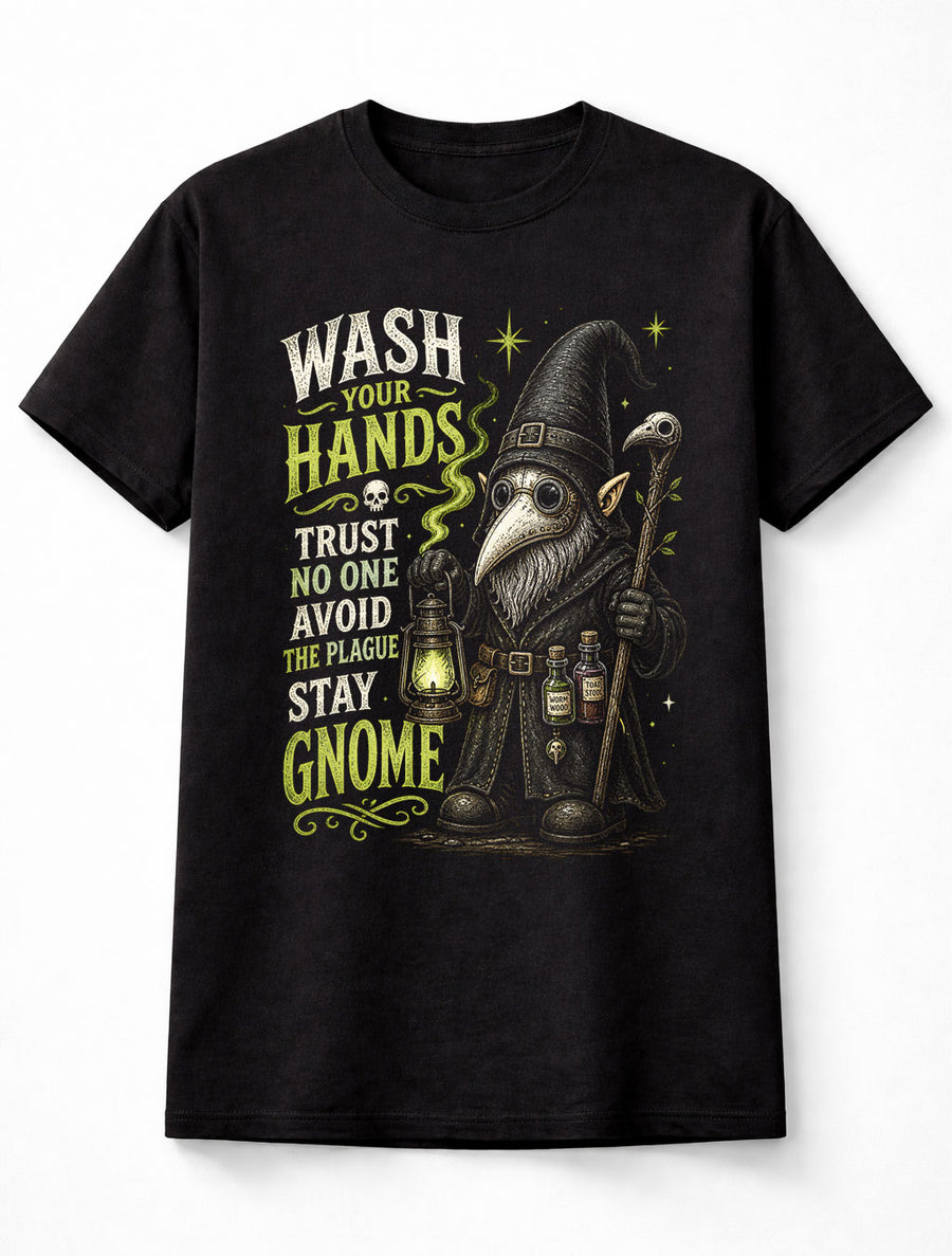 Plague Doctor Gnome Gothic Dark Humor Vintage Graphic Unisex T-Shirt