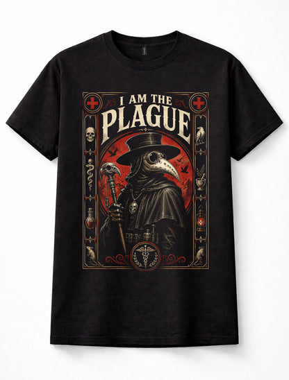 Plague Doctor Black Death Medieval Gothic Horror Raven Skull Black Unisex T-Shirt