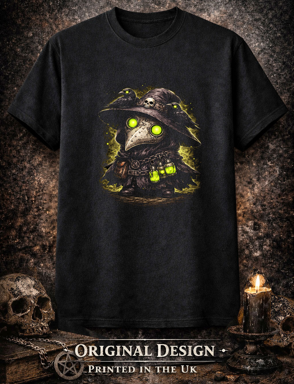 Plague Doctor Gnome Unisex Graphic Black Bubonic T-Shirt Dark Doctor Tee