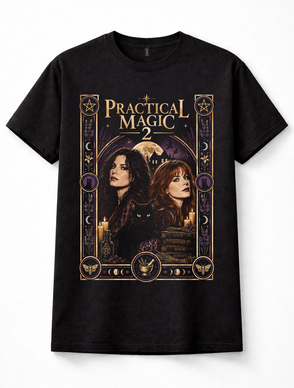Practical Magic 2 Witches Black Cat Gothic Halloween Movie Unisex T-Shirt