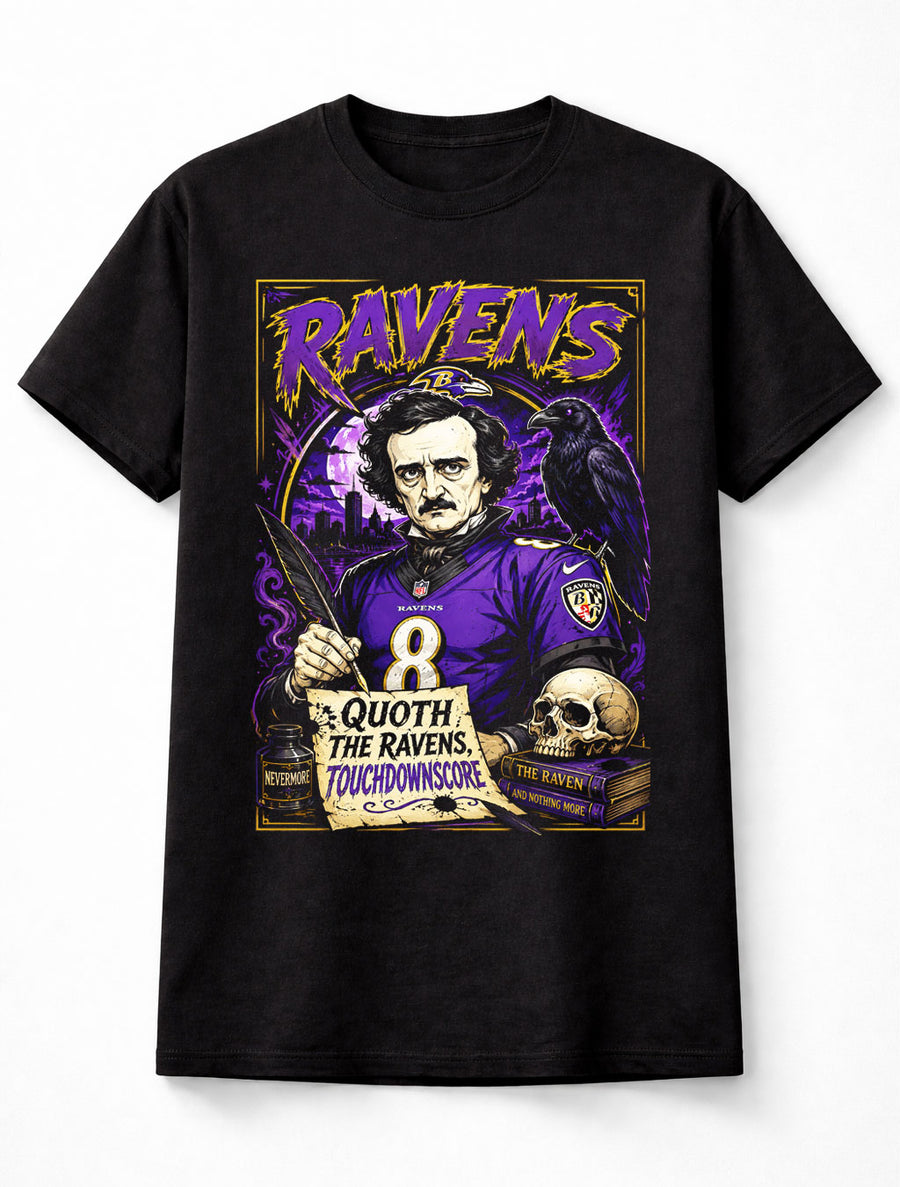 Baltimore Ravens NFL Edgar Allan Poe Football Fan Gift Unisex T-Shirt