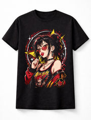 Anime Lollipop Girl Red Black Manga Gothic Graphic Unisex T-Shirt