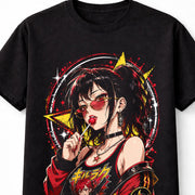 Anime Lollipop Girl Red Black Manga Gothic Graphic Unisex T-Shirt