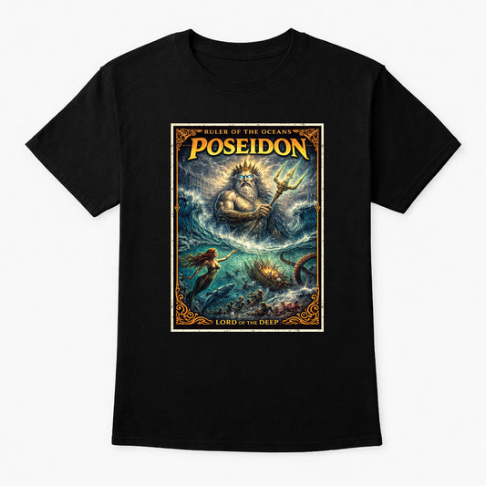 Poseidon Lord of the Seas T-Shirt Mythology Art Unisex Gothic Fantasy Tee