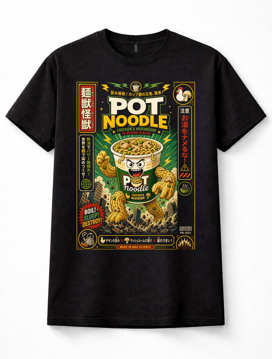 Japanese Pot Noodle Ramen Kaiju Cup Noodles Monster Graphic Unisex T-Shirt