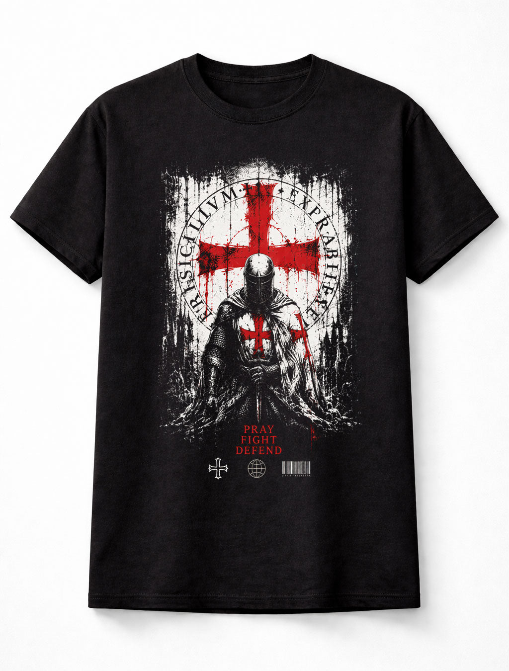 Pray Fight Defend Knights Templar Crusader Warrior Graphic Unisex T-Shirt