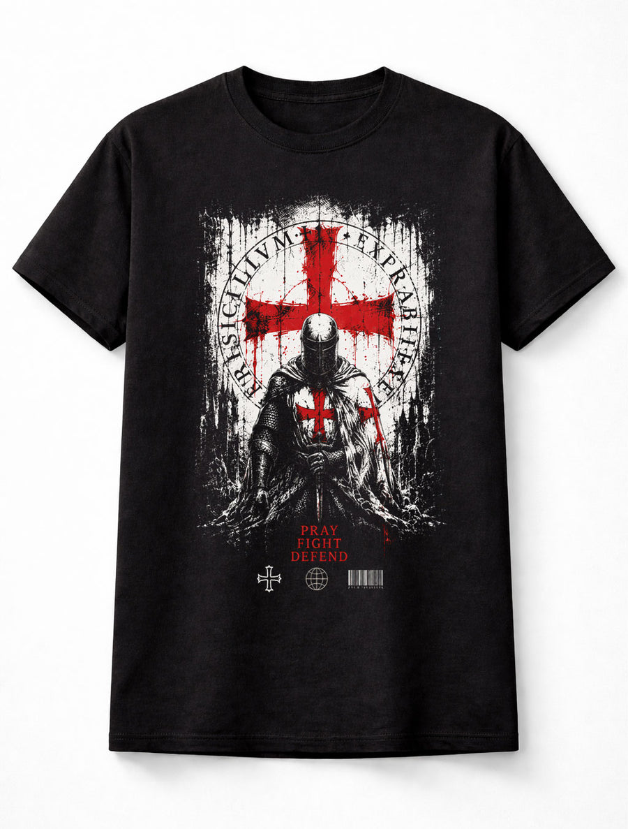 Pray Fight Defend Knights Templar Crusader Warrior Graphic Unisex T-Shirt