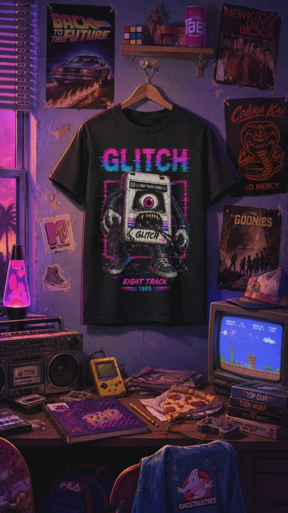 Glitch Eight Track Stereo Monster Retro Horror Synthwave 1985 Unisex T-Shirt