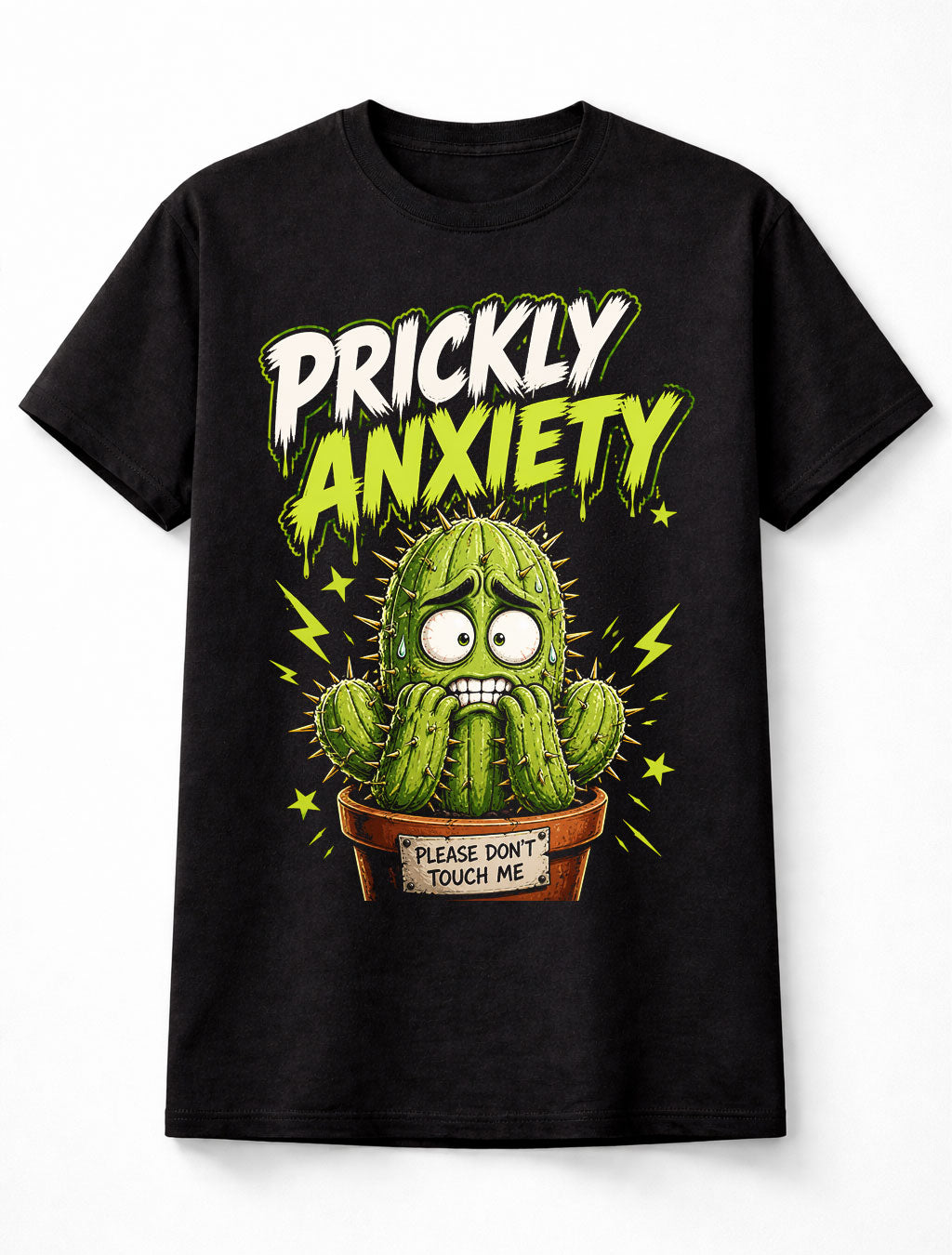 Prickly Anxiety Funny Cactus Meme Cute Mental Health Humor Unisex T-Shirt