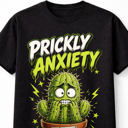 Prickly Anxiety Funny Cactus Meme Cute Mental Health Humor Unisex T-Shirt