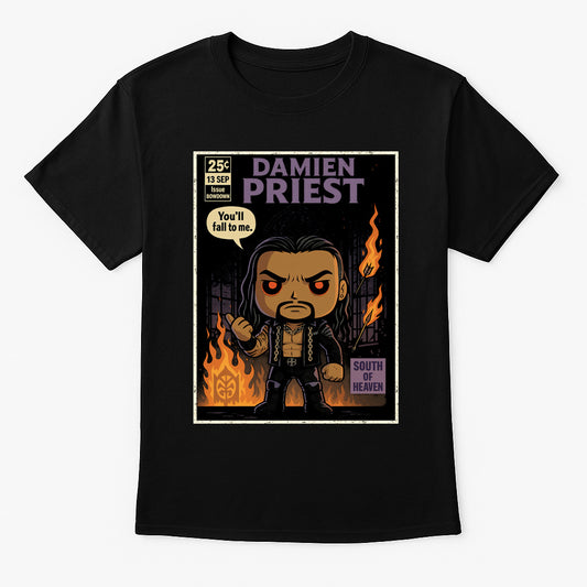 Damien Priest “South of Heaven” Pop Comic Wrestling T-Shirt — Fall to the Judgment