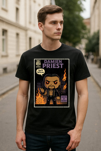 Damien Priest “South of Heaven” Pop Comic Wrestling T-Shirt — Fall to the Judgment
