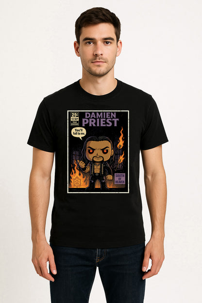Damien Priest “South of Heaven” Pop Comic Wrestling T-Shirt — Fall to the Judgment