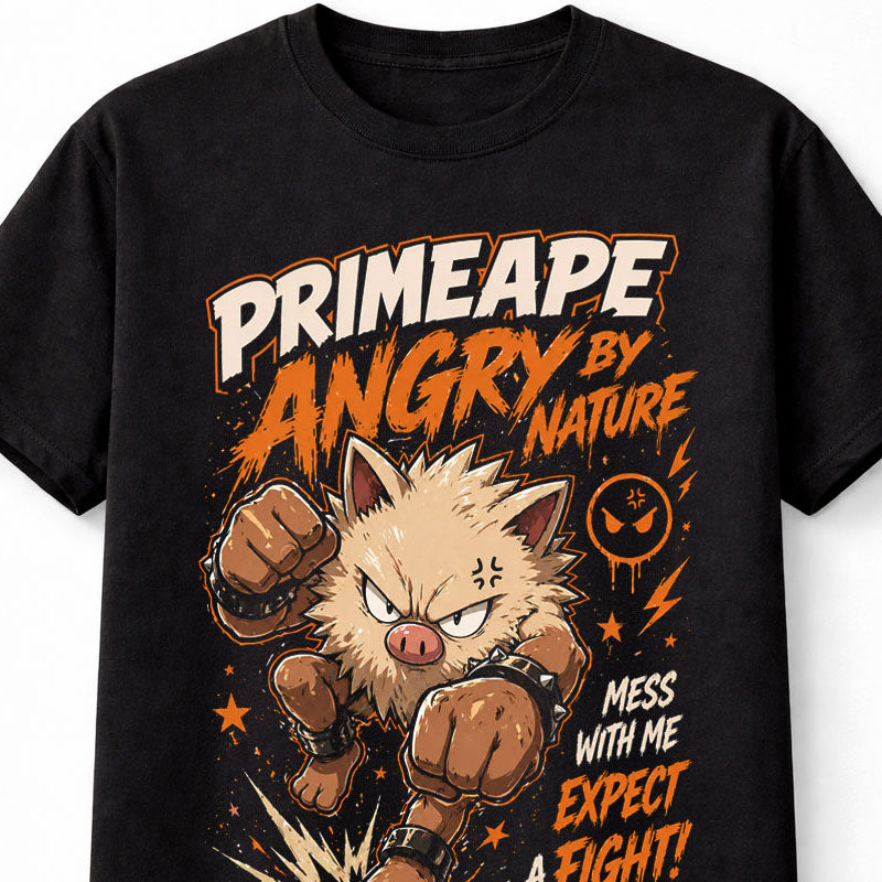 Pokemon Primeape Graphic Tee Fighting Type Angry Anime Gamer Unisex T-Shirt