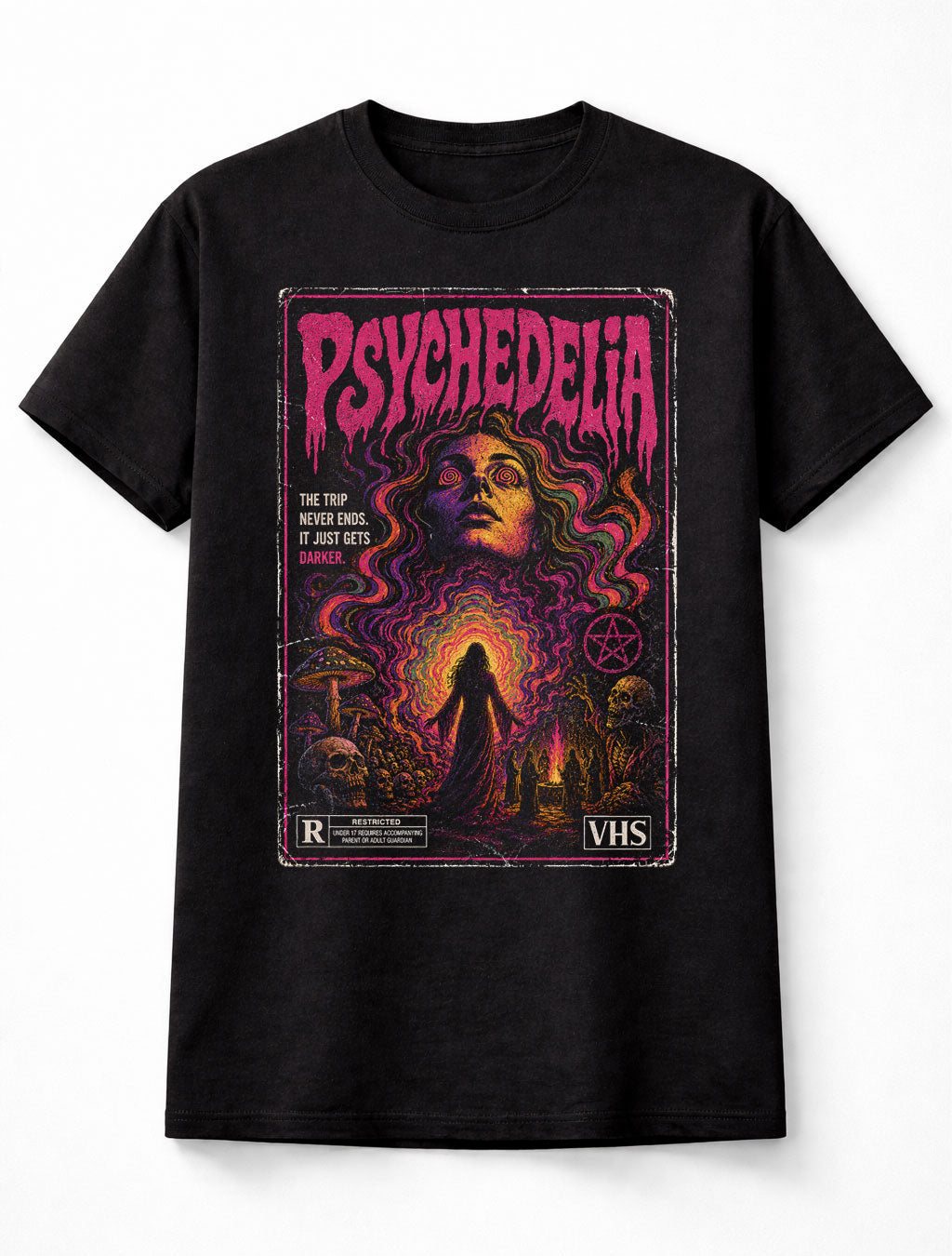 Psychedelia Occult Horror VHS Retro Gothic Unisex T-Shirt