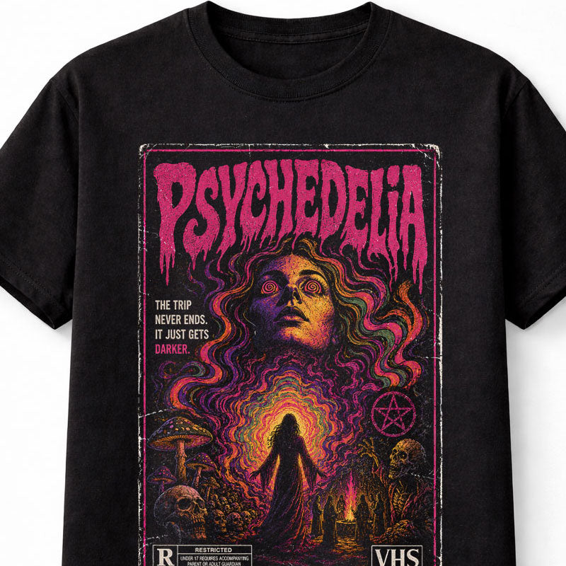 Psychedelia Occult Horror VHS Retro Gothic Unisex T-Shirt