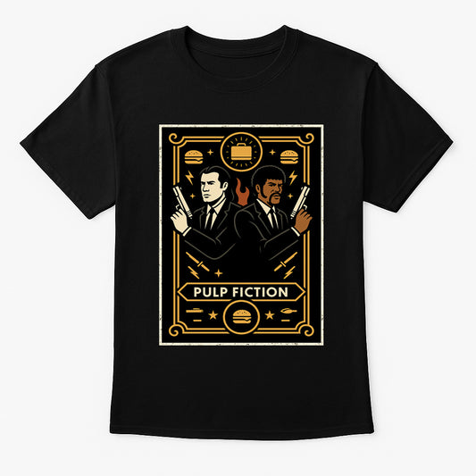 Pulp Fiction Retro Movie Unisex T-Shirt Classic Film Duo Graphic Tee