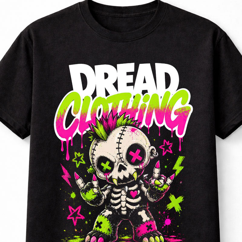 Punk Skull Skeleton Horror Gothic Neon Monster Unisex T-Shirt
