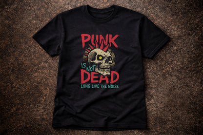 Punk Is Not Dead T Shirt Skull Mohawk Punk Rock Graphic Band Style Tee