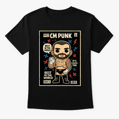 CM Punk “It’s Clobberin’ Time” Pop Comic Wrestling T-Shirt — Straight Edge Hero