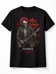 Punk Skeleton Anarchy Skull Gothic Horror Rock Unisex T-Shirt