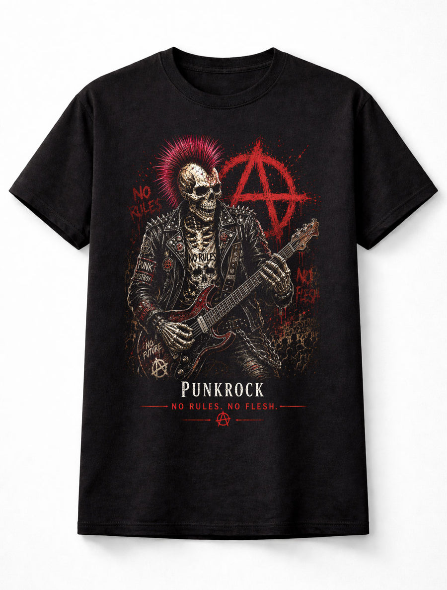 Punk Skeleton Anarchy Skull Gothic Horror Rock Unisex T-Shirt