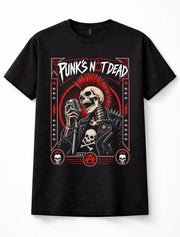 Punks Not Dead Skeleton Punk Rock Skull Mohawk Unisex T-Shirt