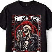 Punks Not Dead Skeleton Punk Rock Skull Mohawk Unisex T-Shirt