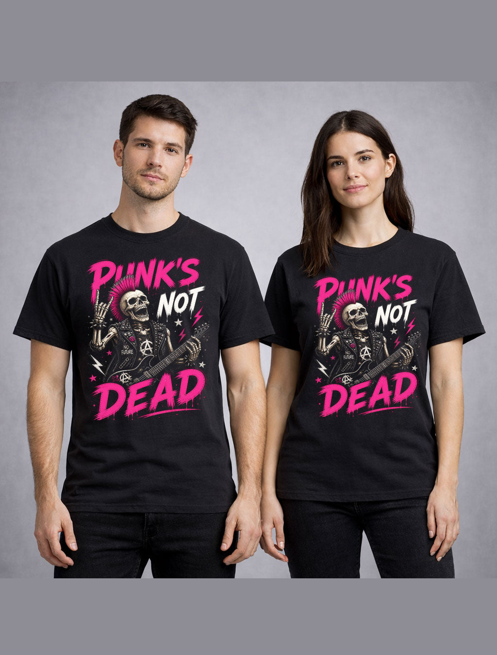 Punks Not Dead Skeleton Guitar Punk Rock Gothic Graphic Unisex T-Shirt